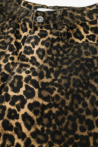 Leopard Print Straight Leg Jeans