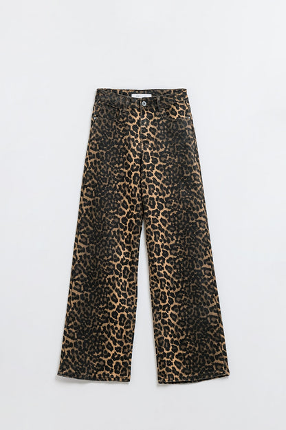 Leopard Print Straight Leg Jeans