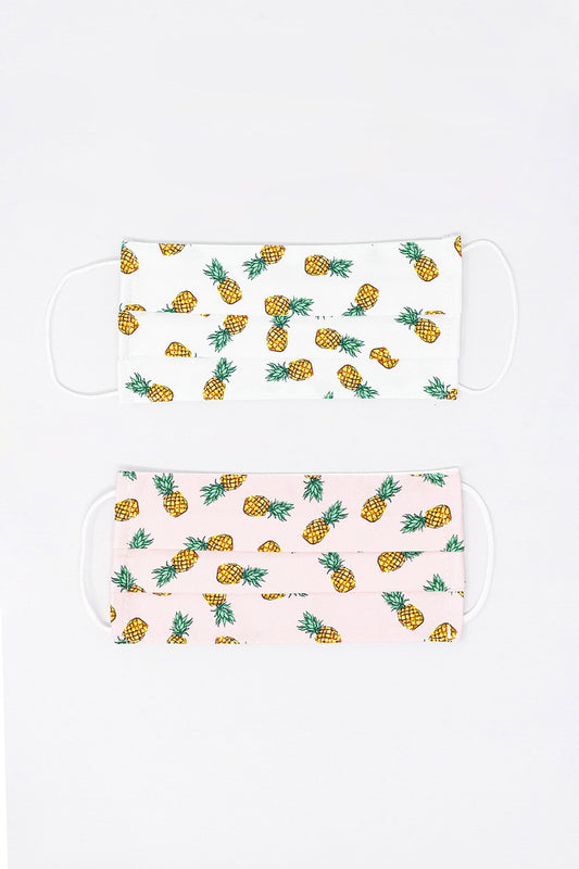 Q2 2 PACK Pineapple Print Mask