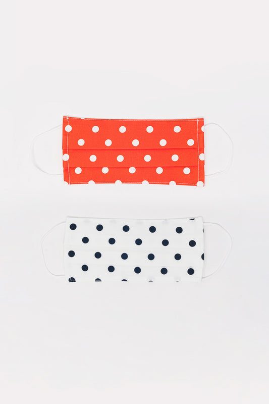 Q2 2 PACK Polka Dot white and red Mask