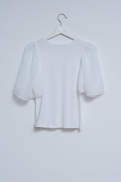 Angel sleeve tea blouse in white