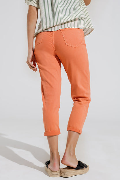 Ankle skinny Basic Jeans in orange