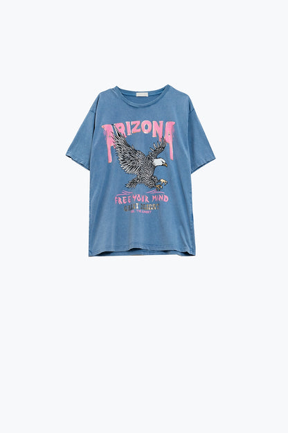 Arizona T-shirt with Eagle Digital Print in Blue