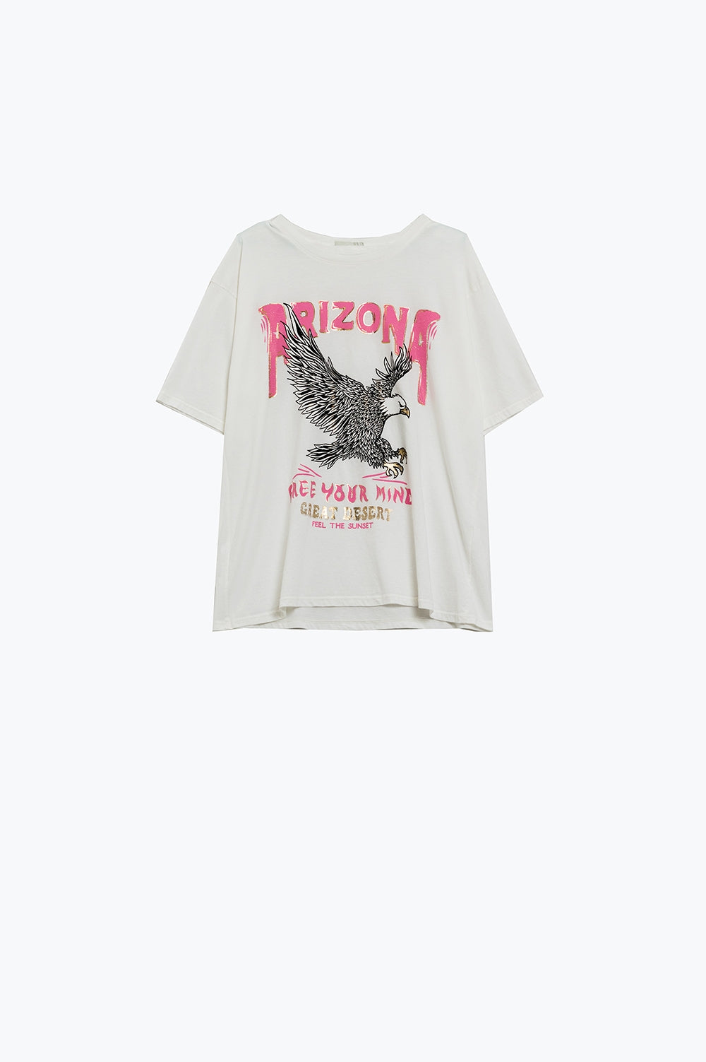 Arizona T-shirt with Eagle Digital Print in White