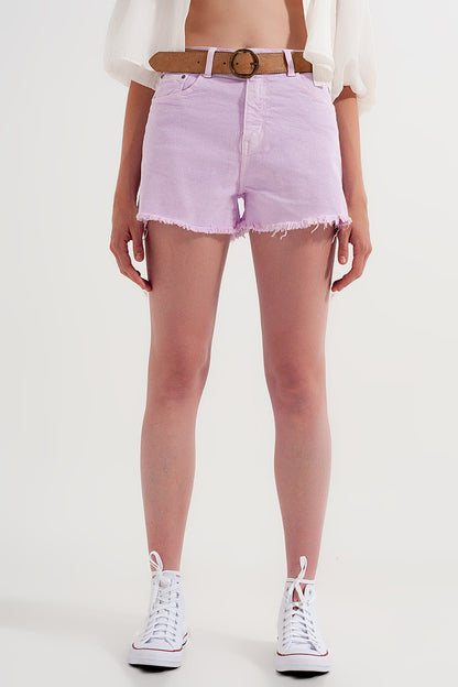 Baggy tomboy short in lilac denim