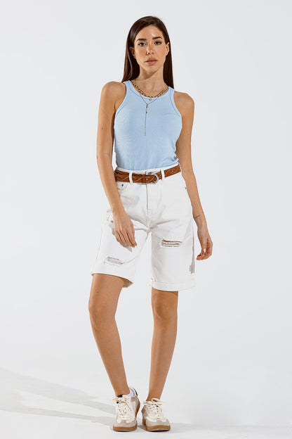 Basic Baby Blue Tank Top in Rib