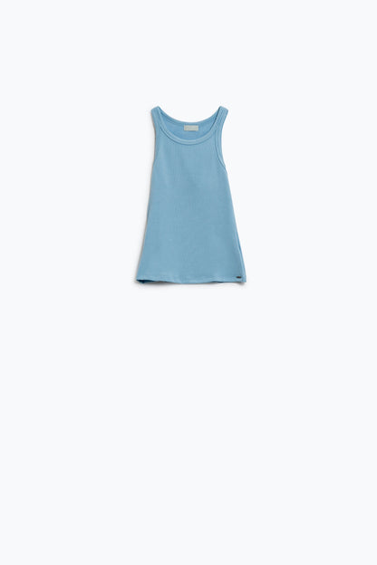 Basic Baby Blue Tank Top in Rib