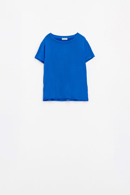 Basic Blue Crew Neck viscose T-shirt