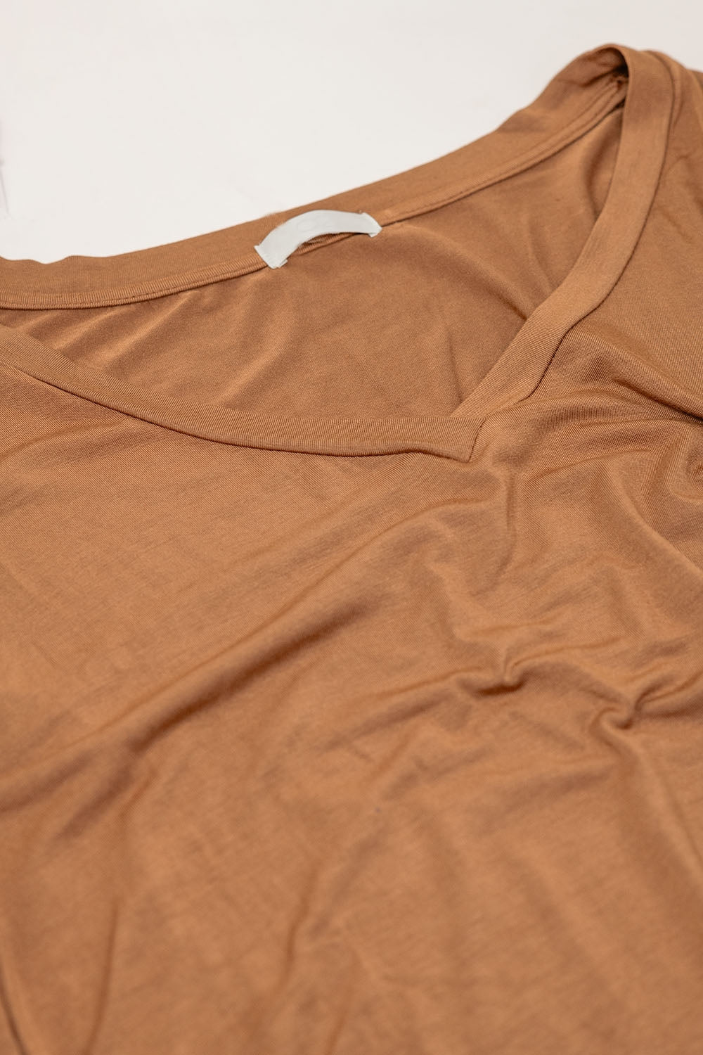 Brown long sleeve v neck top