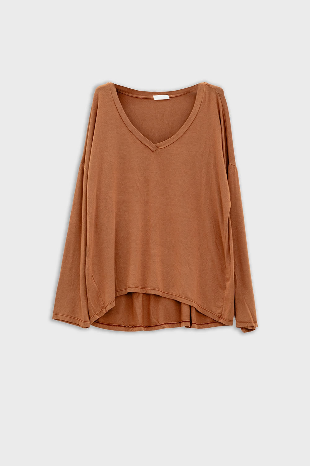 Q2 Brown long sleeve v neck top