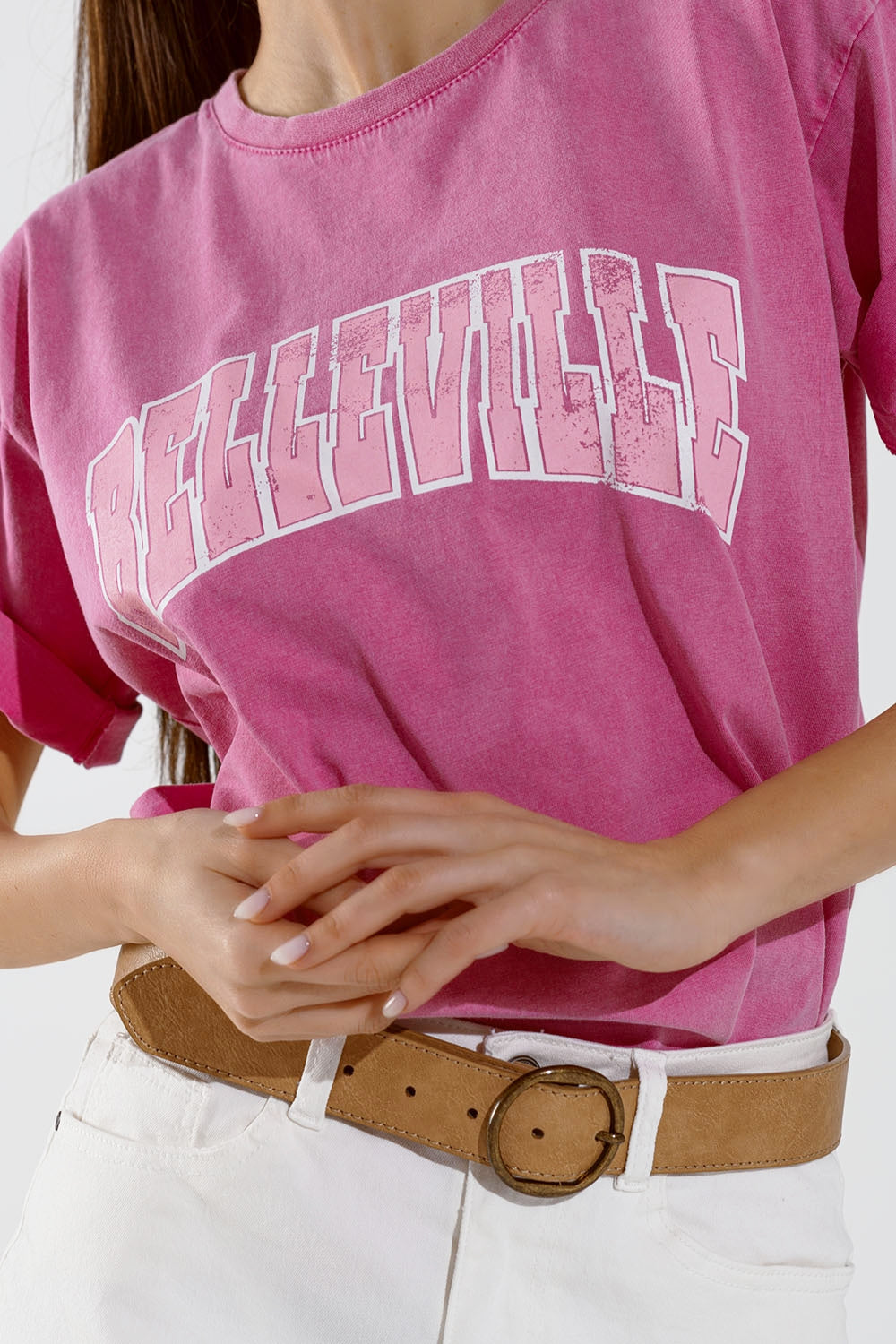 Belleville T-Shirt  With Washed Effect In Pink