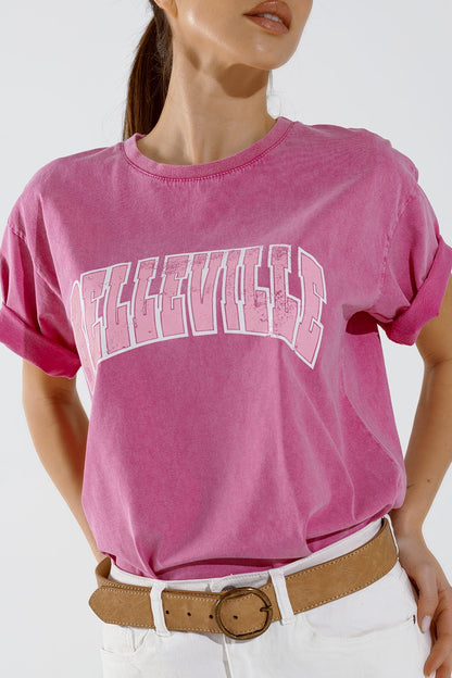 Belleville T-Shirt  With Washed Effect In Pink