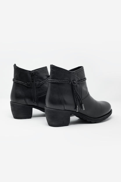 Black blocked mid heeled ankle boots