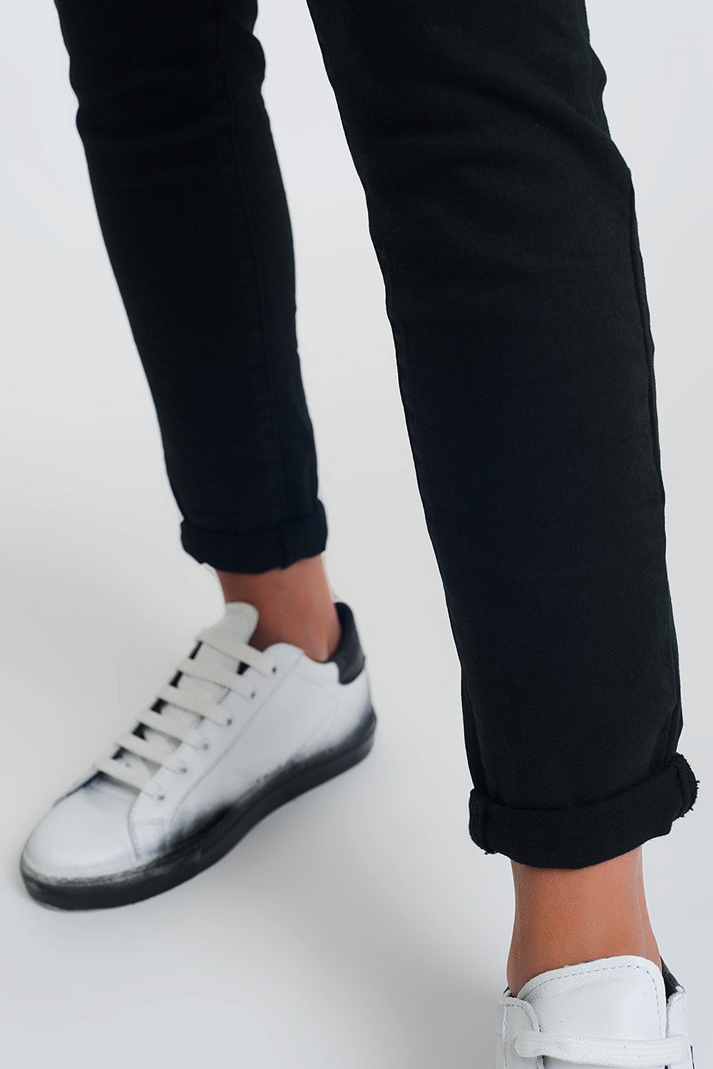 Black boyfriend pants with sequin pocket detail