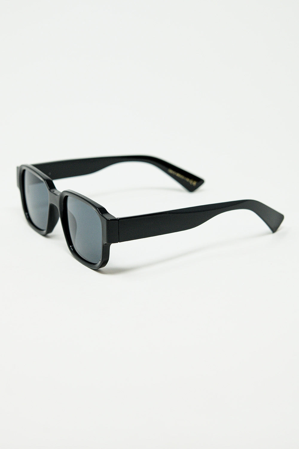 Black Chunky Square Sunglasses In Crystal Grey