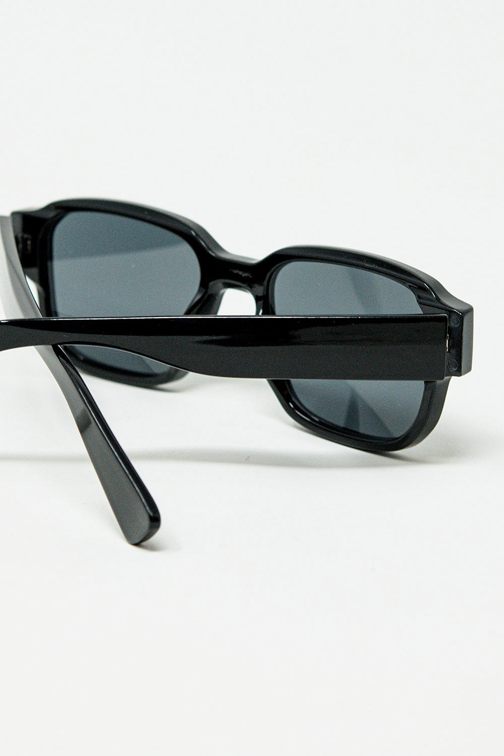 Black Chunky Square Sunglasses In Crystal Grey