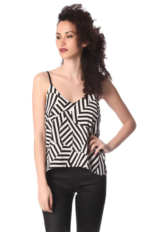 Q2 Black geo print cami top