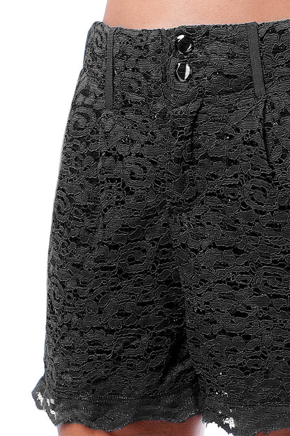 Black Hight Waist Lace Shorts