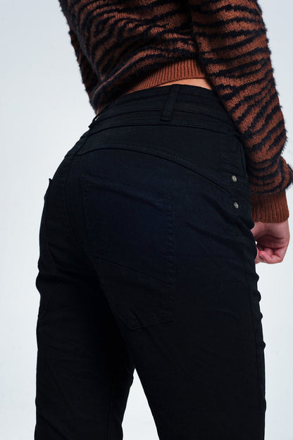 Black jeans with button closure