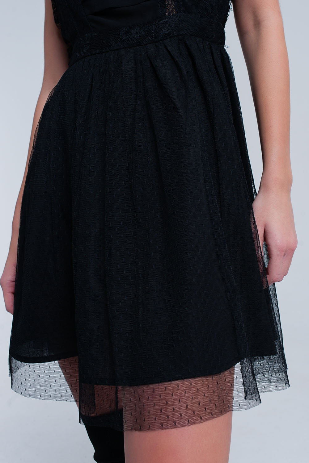 Black midi dress with lace