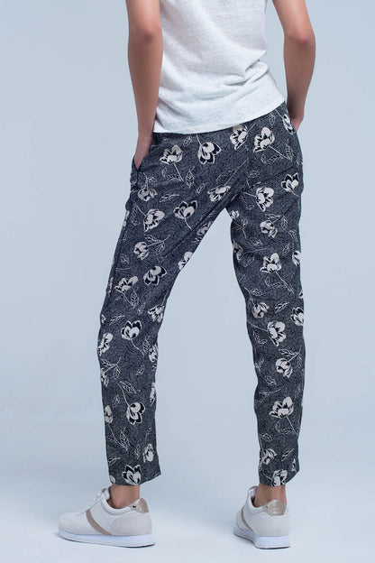 Black pants with floral print