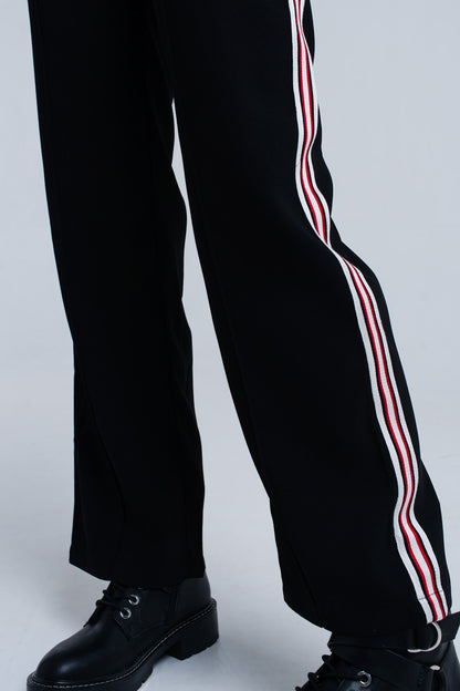 Black pants with stripe detail