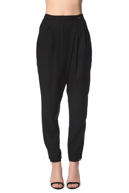 Q2 Black peg pants with wrap front