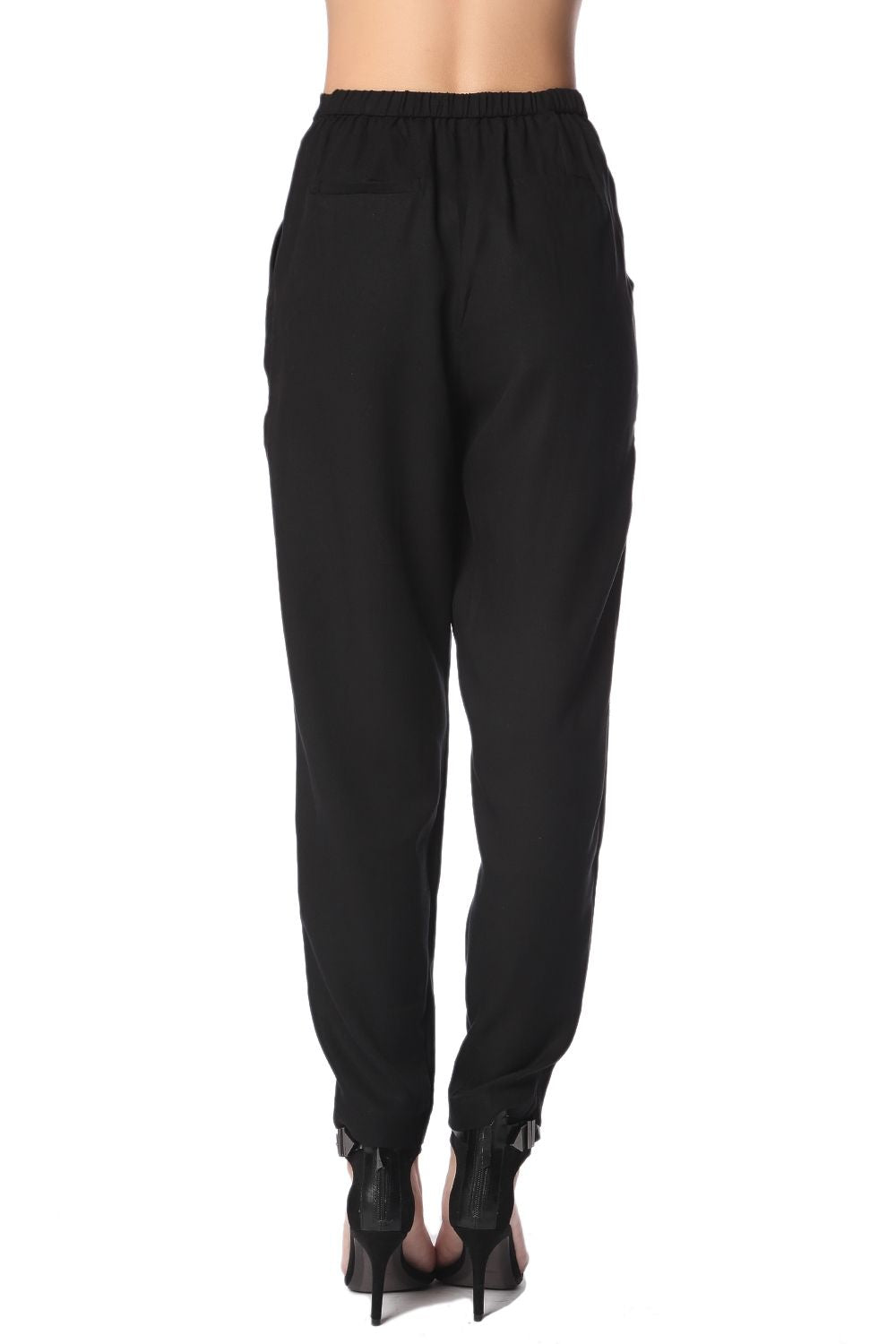 Black peg pants with wrap front