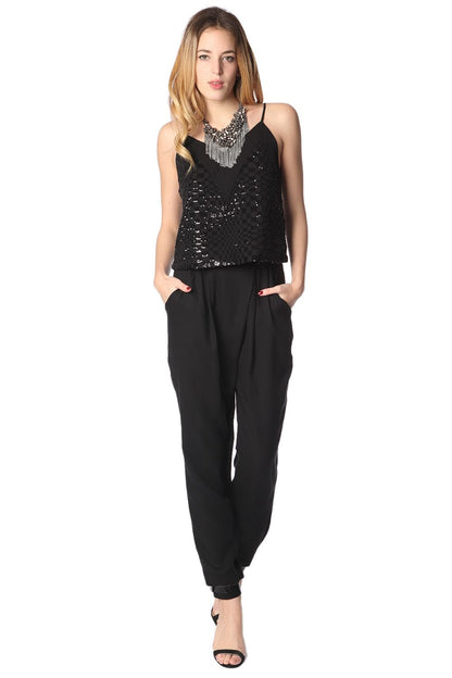 Black peg pants with wrap front