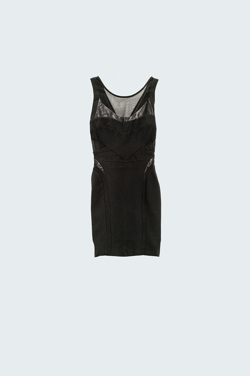 Q2 black pencil dress with mesh insert