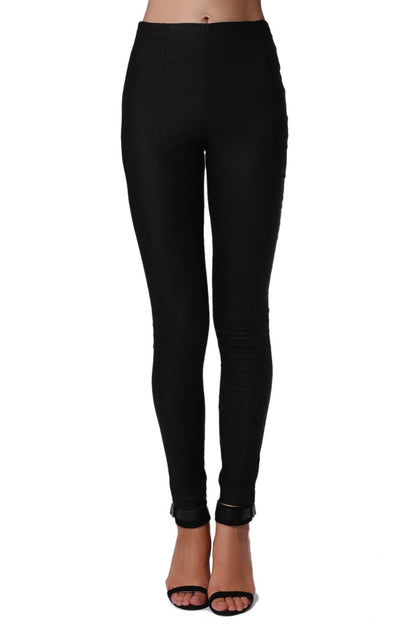 Q2 Black Premium High Waist Pants In Skinny Fit