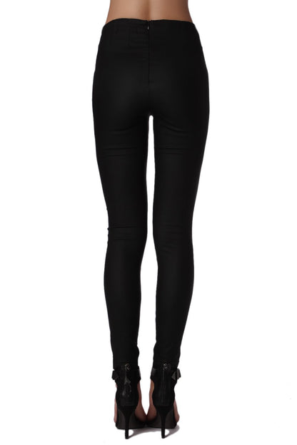 Black Premium High Waist Pants In Skinny Fit