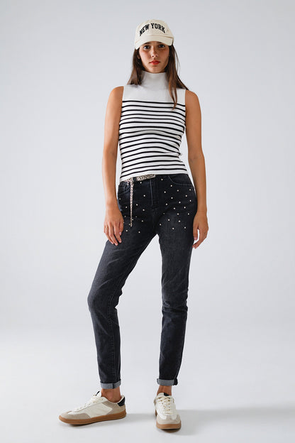 Black Skinny Jeans WIth Rhinestones