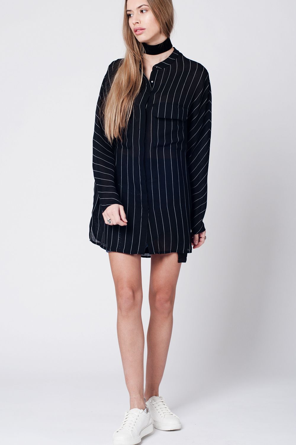 Black stripe long shirt