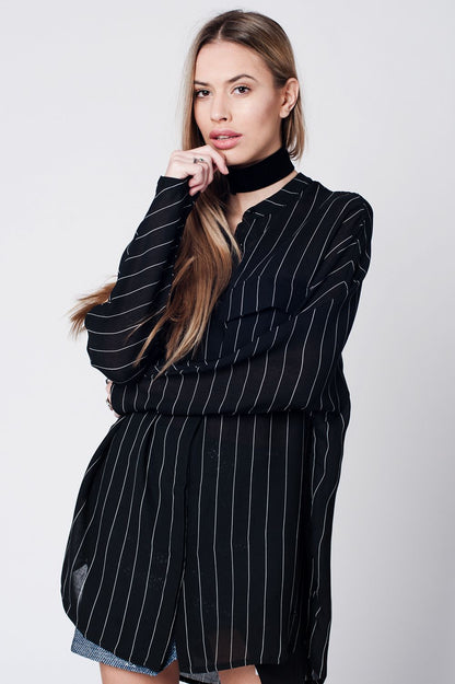 Q2 Black stripe long shirt