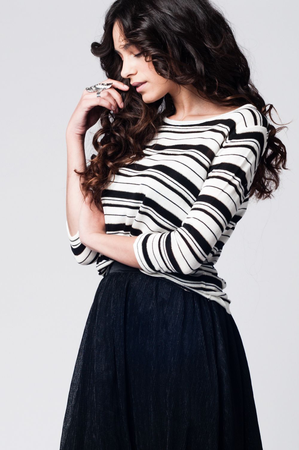 Q2 Black striped knit sweater