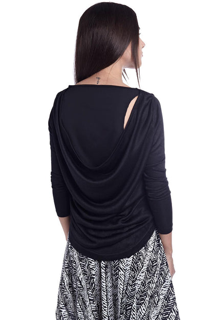 Q2 Black sweater with chiffon back