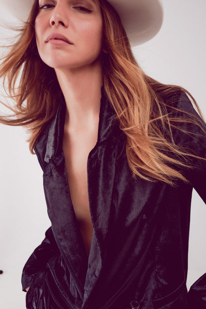 Black velvet oversized blazer