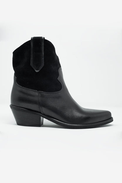 Q2 Black western sock boots with suede detail