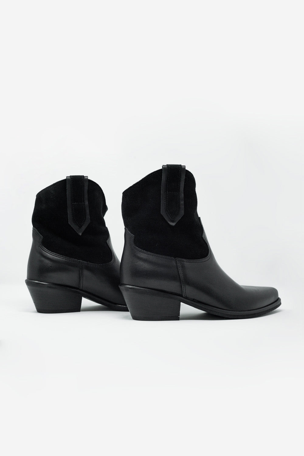 Black western sock boots with suede detail