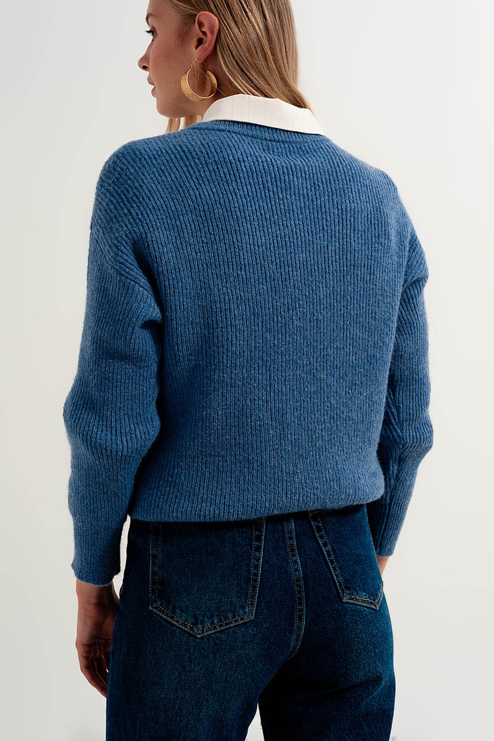 Blue crew neck jumper