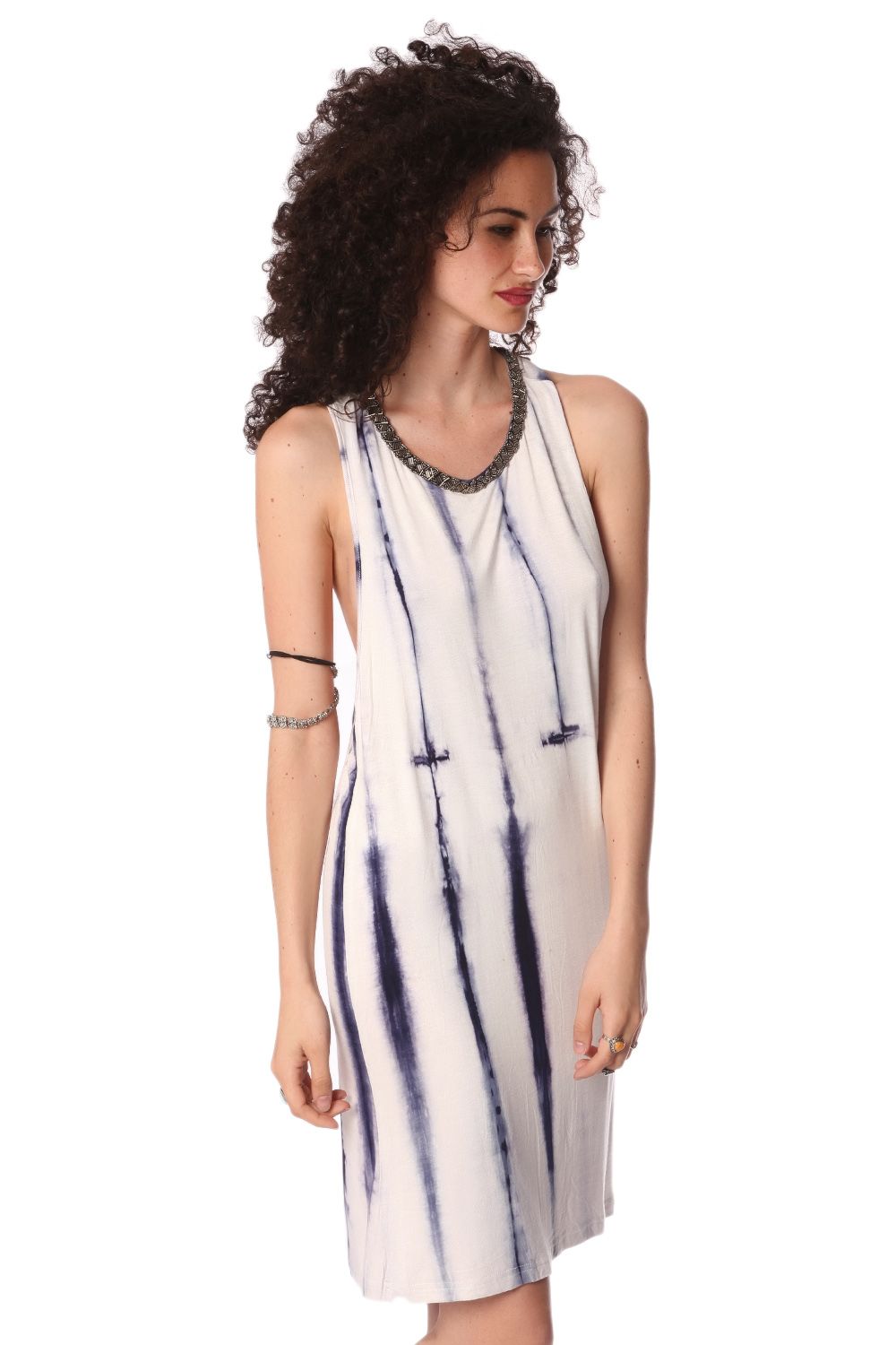 Q2 Blue slip dress in tie dye