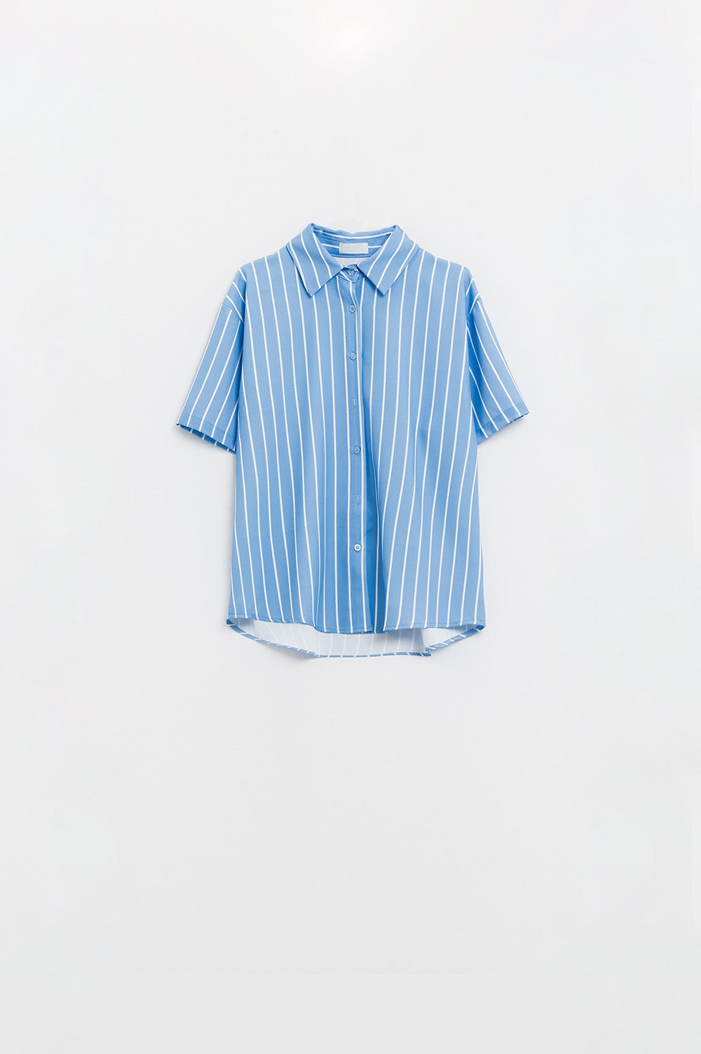 Blue Striped Short-Sleeved Shirt