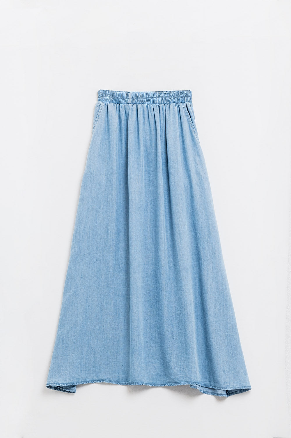 Blue Tencel Denim-Styled Maxi Skirt