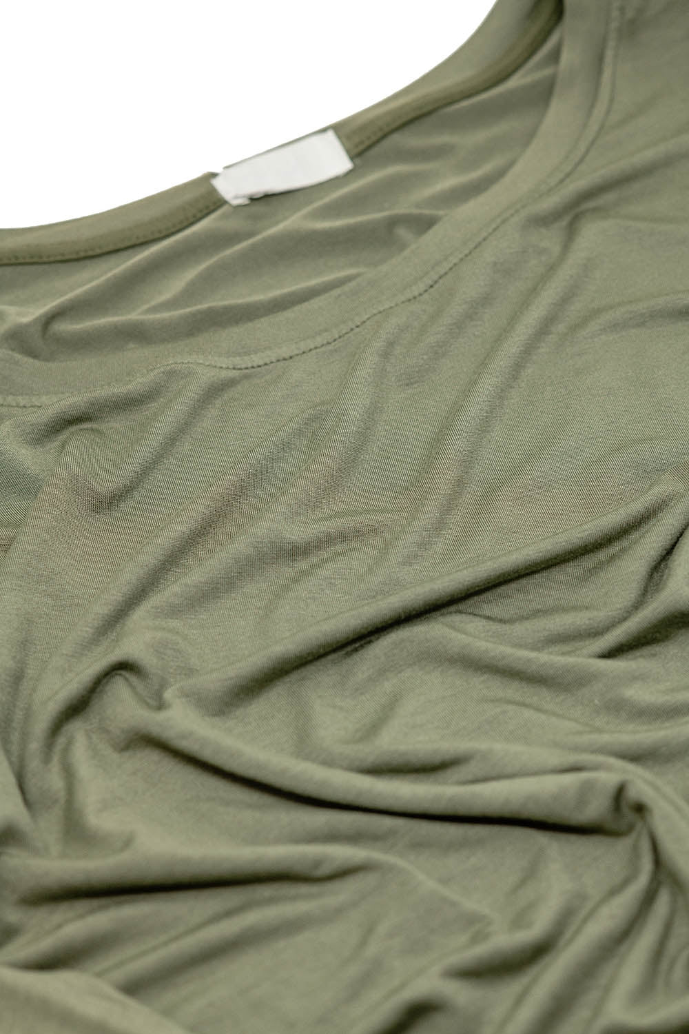 Boat neck Long sleeve t shirt in modal in Khaki color