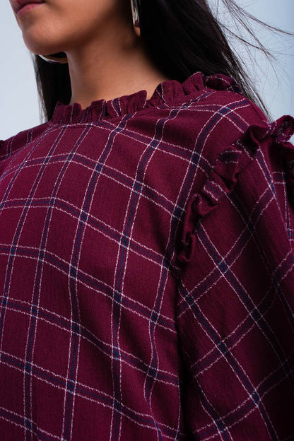 Bordeaux checked dress