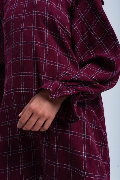 Bordeaux checked dress