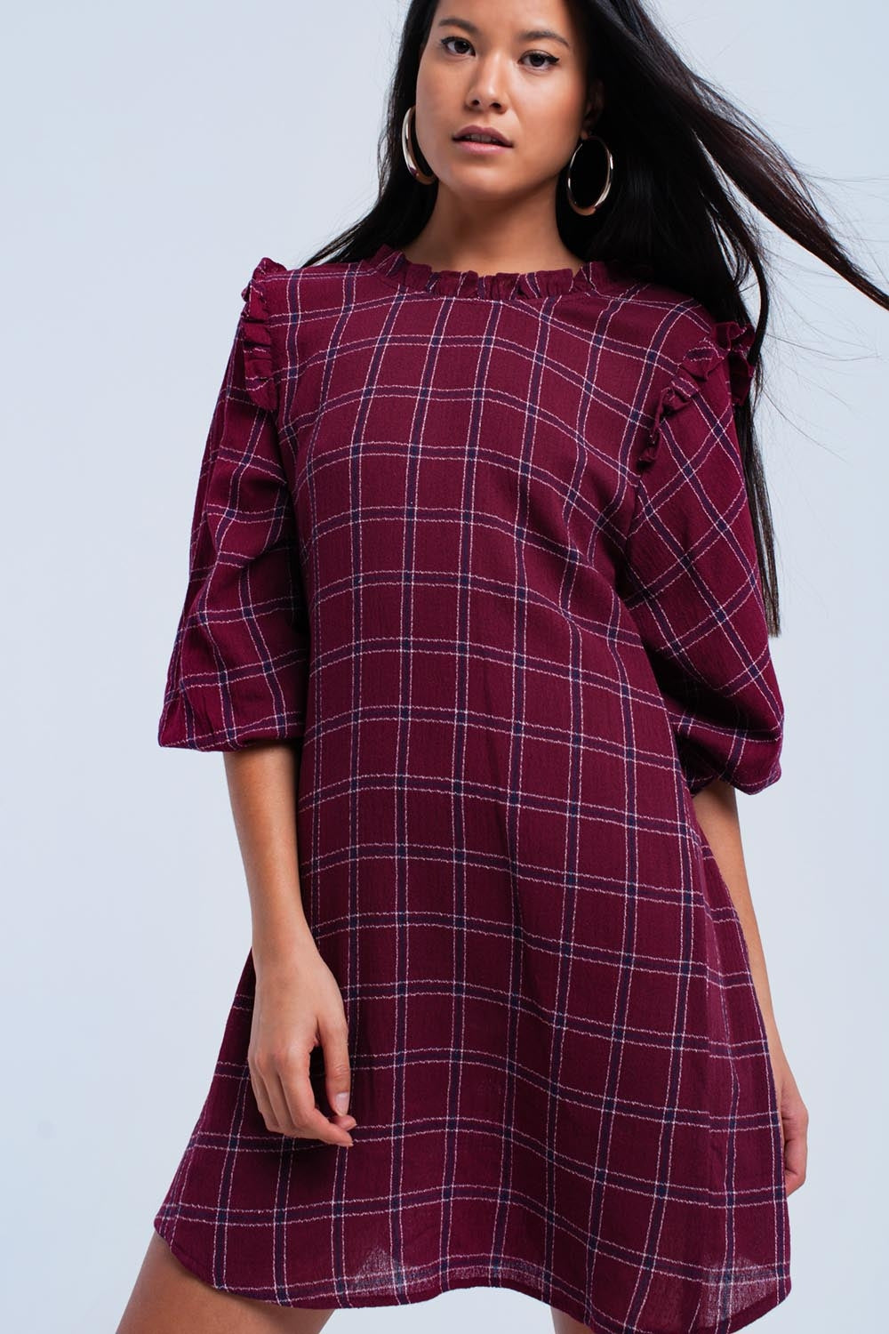 Bordeaux checked dress