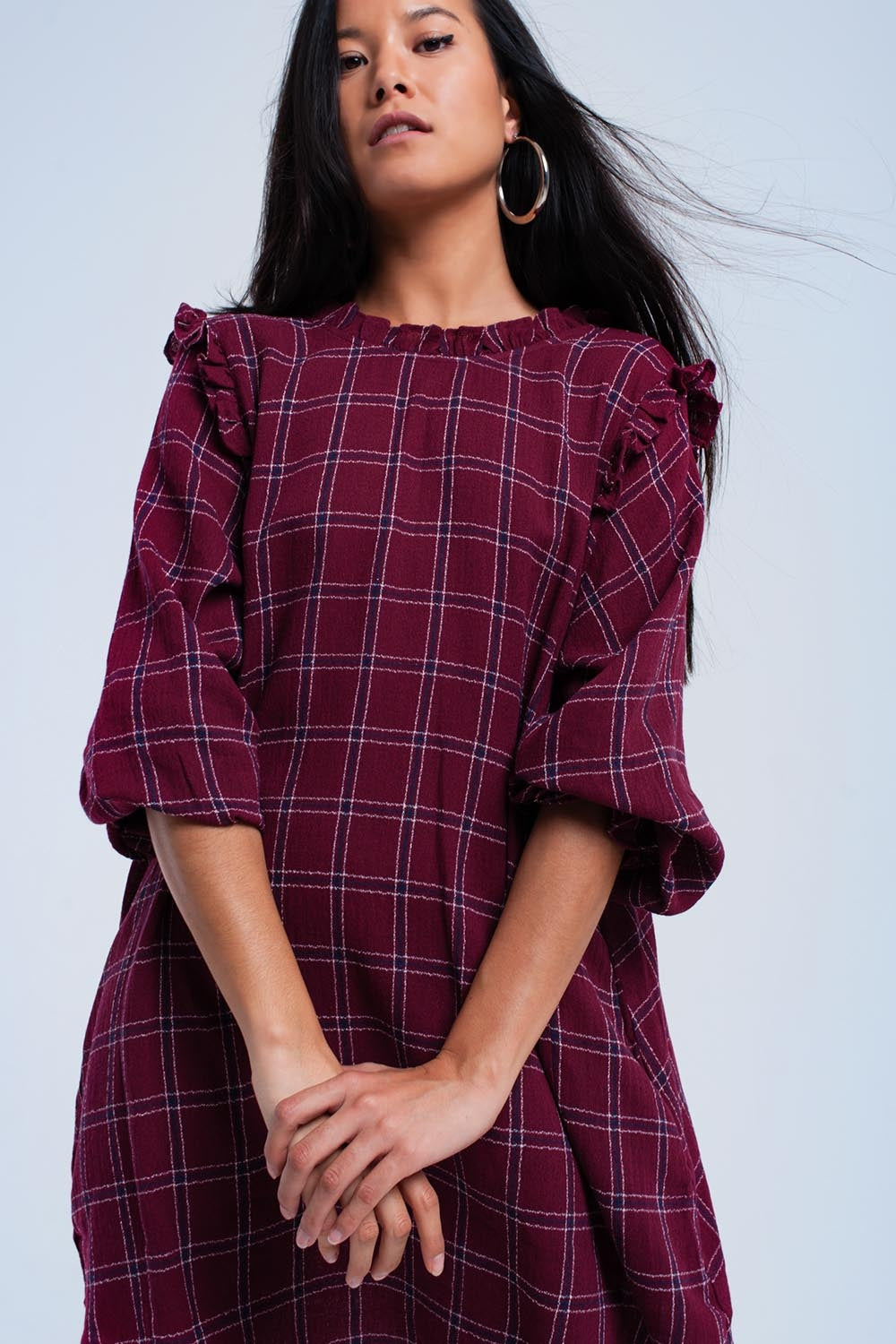 Bordeaux checked dress