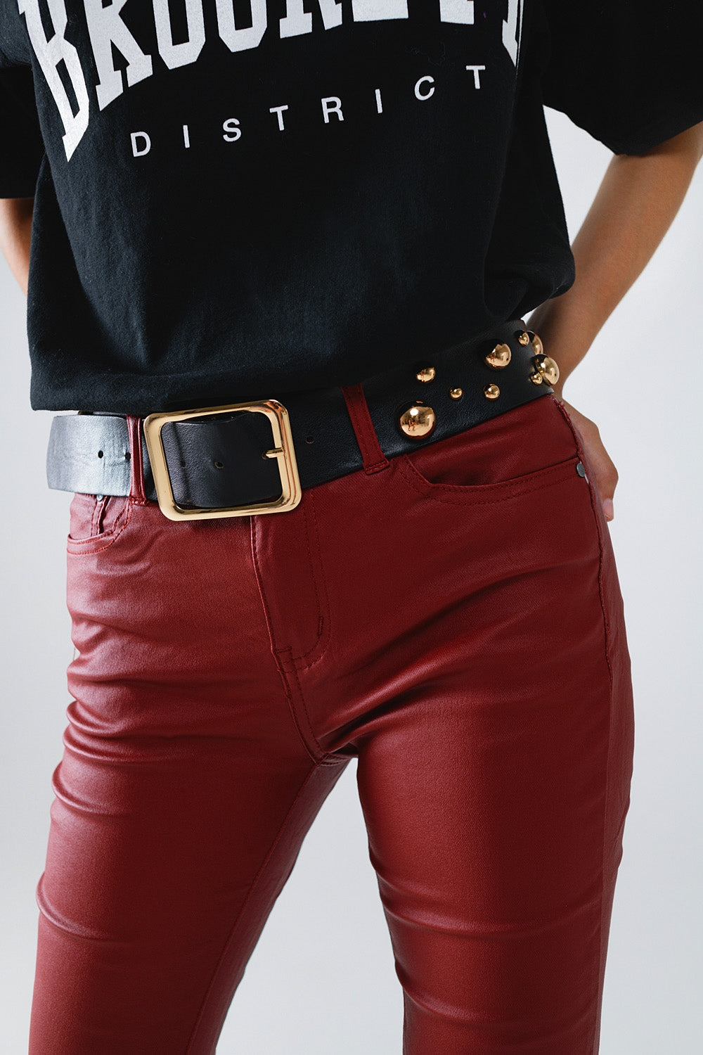 Bordeaux Faux Leather Super Skinny Pants